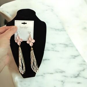 Nicole Miller Pink and Gold Tassel Earrings